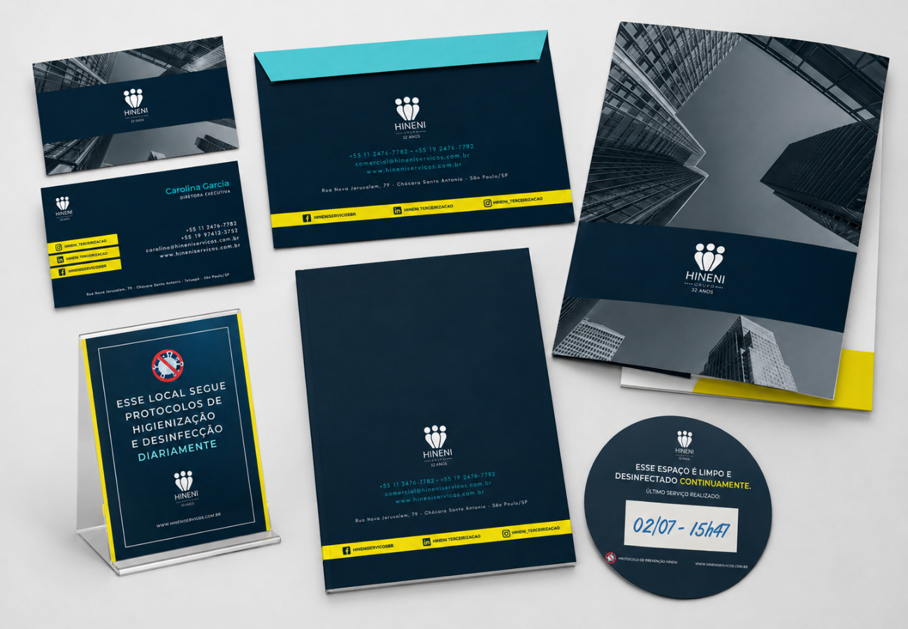 Hineni stationery, signage and office brand materials 1