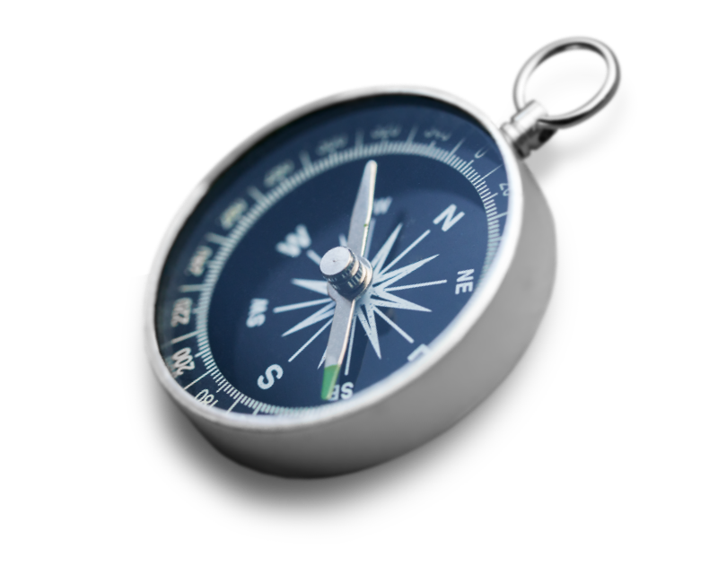 Compass representing strategy and direction