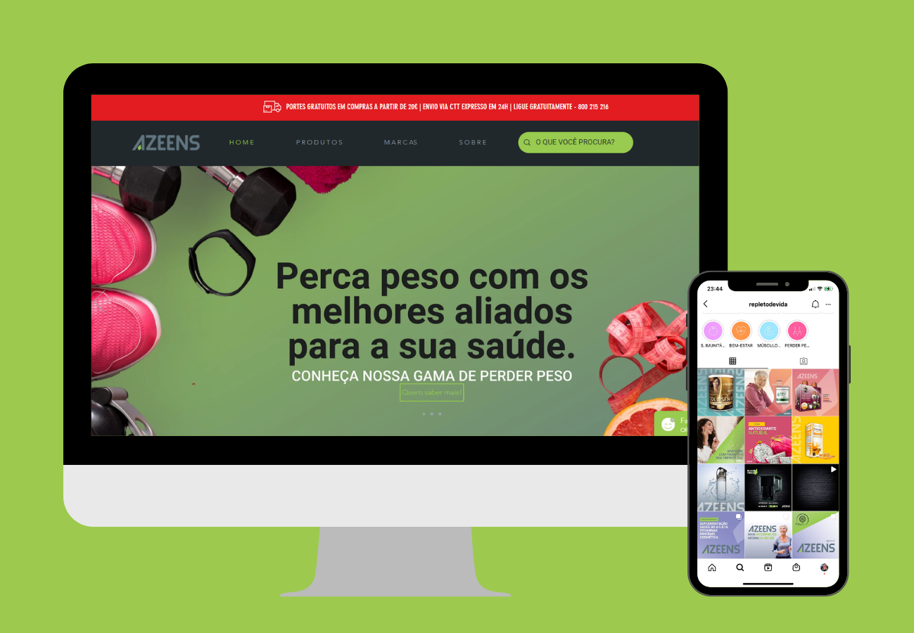 Azeens e-commerce website shown on desktop and mobile 1