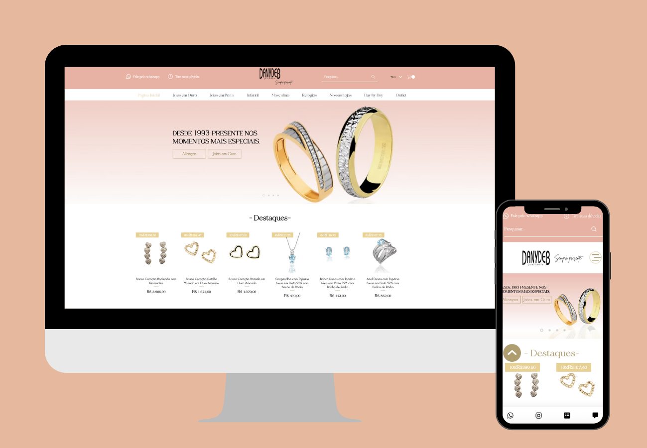 DanyDeb jewellery website shown on desktop and mobile 1